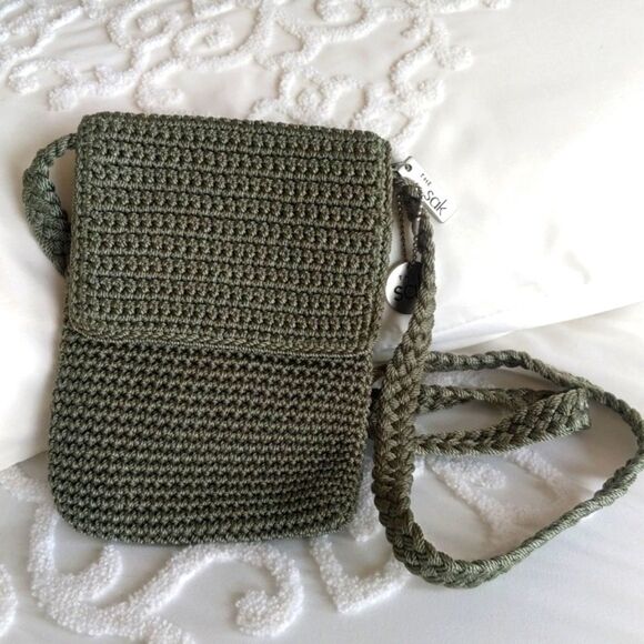 The Sak crocheted Sage Green Crossbody Mini Bag - Picture 14 of 14